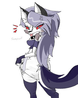 alternative_fashion annoyed anthro breasts choker clean_diaper clothed clothing diaper ear_piercing female jewelry looking_at_viewer necklace piercing solo tongue wearing_diaper floomygami hellaverse helluva_boss mythology loona_(helluva_boss) canid canid_demon canine demon hellhound mammal mythological_canine mythological_creature
