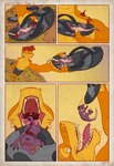 2016 3_toes 5_fingers ambiguous_gender anthro anthro_pred clothing comic dinosaur dragon dromaeosaurid english_text european_mythology feet feral feral_prey fingers flip_flops footwear forced gaping_mouth hi_res holding_clothing holding_footwear holding_object humanoid_hands imminent_oral_vore imminent_vore indominus_rex jurassic_park jurassic_world larger_anthro larger_male larger_pred licking licking_lips licking_own_lips macro male male_pred mythological_creature mythological_scalie mythology open_mouth orange_body purple_body purple_scales reaching red_body red_scales reptile sandals scales scalie self_lick sharp_teeth size_difference smaller_ambiguous smaller_feral smaller_prey tail teeth text thaz_(artist) thaz_(character) theropod toes tongue tongue_out universal_studios uvula velociraptor western_dragon