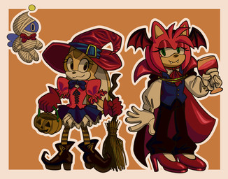 anthro broom cleaning_tool clothing container costume cup female glass glass_container glass_cup group halloween_costume hat headgear headwear holidays jack-o'-lantern male mummy_costume mummy_wrappings trio vampire_costume witch_costume witch_hat autenticovadito halloween sega sonic_the_hedgehog_(series) amy_rose cheese_the_chao cream_the_rabbit chao_(sonic) eulipotyphlan hedgehog humanoid lagomorph leporid mammal rabbit absurd_res hi_res