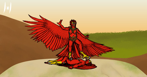 anklet anthro areola beak blue_eyes bodily_fluids bracelet breastmilk breasts brown_areola brown_nipples chain cum dancing dominant dominant_female duo dusk ejaculation feathered_wings feathers feet female foot_fetish foot_lick foot_play footjob forest forest_background frenulum genital_fluids genitals gesture gold_(metal) gold_bracelet gold_chain gold_chain_jewelry gold_jewelry hand_gesture happy happy_sex hill jewelry lactating lactating_during_sex leaking_cum licking looking_at_another lying male moss mountain multicolored_body muscular muscular_anthro muscular_female muscular_male nature nature_background navel navel_pendant navel_piercing necklace nipples nude on_back penile penis piercing pink_frenulum plant pose pregnant pregnant_female pregnant_sex red_body red_feathers red_skin red_wings romantic romantic_couple sex smile spread_arms spread_legs spread_tail spread_wings spreading standing standing_on_another standing_sex sunset tail tail_feathers talons toejob toes tongue tree tribal two_tone_body vulva waist_accessory white_talons wings yellow_beak yellow_body yellow_feathers haribunawa garuda krut avian kruthaya 2024 absurd_res hi_res