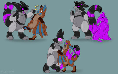 anthro brown_body duo goo_transformation hypnosis hypnotic_eyes hypnotic_visor kneeling membrane_(anatomy) membranous_wings mid_transformation mind_control purple_body purple_goo ringed_eyes simple_background three_frame_sequence transformation transformation_sequence wings symrea bat goo_creature mammal 16:10 sequence widescreen