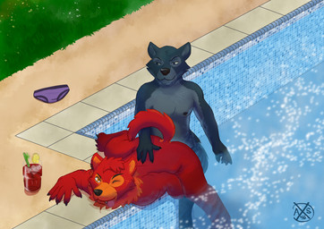 anal anal_penetration anthro duo from_behind_position fur grey_body grey_fur male male/male male_penetrated male_penetrating male_penetrating_male nude one_eye_closed outside penetration red_body red_fur sex spread_legs spreading swimming_pool wink alphasabre rowan_(sabrethewolf) sabre_(sabrethewolf) canid canine canis mammal vampire wolf hi_res