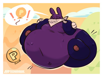 ambiguous_gender anthro balloon border inflatable inflation solo white_border fishbawl nabbit lagomorph leporid mammal rabbit tagme