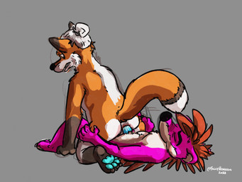 anal anthro bodily_fluids cum cum_drip cum_inside dripping duo ejaculation eyes_closed fur genital_fluids genitals hair hair_bun leg_grab male male/male male_penetrated male_penetrating male_penetrating_male on_bottom on_top orange_body orange_fur penetration pink_body pink_fur raised_tail reverse_cowgirl_position romantic romantic_couple sex tail thigh_grab unusual_fur_pattern coolskeltal95 falcy_hedgehog ruka_fawkes canid canine eulipotyphlan fox hedgehog mammal digital_media_(artwork) hi_res