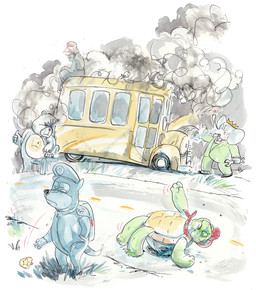 4_fingers 4_toes anthro baseball_cap briefcase bus clothing commercial_vehicle crown destruction editorial_cartoon feet female feral fingers flat_tire frown frowney_face green_body green_clothing green_skin green_suit grey_body grey_skin group hair hand_in_pocket hat headgear headwear hitchhiking holding_object holding_tool holding_wrench kerchief male mouth_closed neckerchief neckwear orange_hair pockets police police_badge police_hat police_uniform political_cartoon politics red_baseball_cap red_kerchief red_neckerchief road sad school_bus shell simple_background sitting_on_vehicle smoke suit suitcase toes tools turtle_shell tusks uniform vehicle vehicle_destruction white_background wrench graham_roumieu babar_(franchise) care_bears franklin_(series) nelvana paw_patrol pbs scholastic the_magic_school_bus babar_the_elephant_(character) chase_(paw_patrol) franklin_turtle grumpy_bear ms._frizzle the_magic_school_bus_(character) valerie_frizzle canid canine canis domestic_dog elephant elephantid german_shepherd herding_dog human mammal pastoral_dog proboscidean reptile scalie turtle 2025 crossover hi_res painting_(artwork) traditional_media_(artwork) traditional_painting_(artwork) traditional_watercolor_(artwork) watercolor_(artwork)