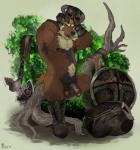 abstract_background anthro armor armpit_hair axe balls beard belly belt biceps biped blue_eyes body_hair boots branch breastplate brown_balls brown_body brown_fur brown_lips brown_nipples brown_nose brown_penis brown_tail chest_hair clothing darkened_genitalia discarded_clothing facial_hair flaccid footwear foreskin front_view frown fur gauntlets genitals glans gloves greaves grey_body grey_fur hairy handwear head_tuft headgear helmet holding_object humanoid_genitalia humanoid_penis in_tree light lips looking_at_viewer male manly melee_weapon mostly_nude multicolored_body multicolored_fur musclegut muscular muscular_anthro muscular_male muscular_thighs nipples open_frown open_mouth orange_body orange_fur outside overweight overweight_anthro overweight_male pecs penis pink_glans plant plate_armor pubes quads raised_arm shadow shield shoes sitting snout solo tail tan_body tan_fur tree tuft undressing war_axe weapon chumbasket bethesda_game_studios microsoft skyrim the_elder_scrolls rosomack gulonine mammal mustelid musteline wolverine 2017 digital_drawing_(artwork) digital_media_(artwork) full-length_portrait hi_res lighting portrait