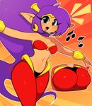 belly breasts butt dancing ear_piercing ear_ring female hair piercing ponytail purple_hair ring_piercing solo thick_thighs puppysnackz shantae_(series) wayforward shantae half_genie humanoid hi_res