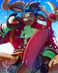 anthro bodily_fluids candy candy_cane circumcised clothed clothing dessert erection eyewear food genital_fluids genitals holidays humanoid_genitalia humanoid_penis male penis precum solo sunglasses tongue tongue_out k1ngl30n christmas epic_games fortnite dolph_(fortnite) deer mammal new_world_deer reindeer absurd_res hi_res