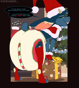 ambiguous_gender anthro big_diaper christmas_clothing christmas_headwear clean_diaper clothing diaper garter_straps headgear headwear holidays horn legwear looking_at_viewer solo spread_legs spreading standing stockings tail tail_motion tailwag wetness_indicator wings young r3drunner christmas lagomorph leporid mammal rabbit wolpertinger hi_res