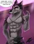 abs anthro arm_tattoo biceps black_nose blind_eye bottomwear bottomwear_down bulge claws clothed clothing detailed_background dialogue dialogue_box erection eye_scar facial_scar fangs fur grey_body grey_fur hair hand_holding looking_at_viewer male multicolored_body multicolored_fur muscular muscular_anthro muscular_male neck_tuft pants pants_down partially_clothed pawpads pecs red_eyes scar smile solo tattoo teeth text tuft two_tone_body two_tone_fur underwear zeym helluva_boss mythology vortex_(helluva_boss) canid canid_demon canine canis demon hellhound mammal mythological_canine mythological_creature wolf absurd_res digital_media_(artwork) english_text hi_res