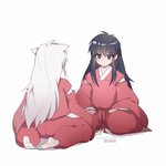 anthro asian_clothing barefoot bottomwear clothed clothing duo east_asian_clothing feet hair hakama haori japanese_clothing looking_at_another male red_bottomwear red_clothing red_hakama simple_background square_crossover white_hair white_haori cumcmn inuyasha inuyasha_(inuyasha) animal_humanoid canid canid_humanoid canine canine_humanoid canis demon domestic_dog half-demon human humanoid hybrid mammal mammal_humanoid 1:1