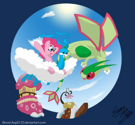 blue_eyes female feral flying fur group hair membrane_(anatomy) membranous_wings pink_body pink_fur pink_hair riding straddling wings blood-asp0123 friendship_is_magic hasbro my_little_pony nintendo pokemon pinkie_pie_(mlp) altaria earth_pony equid equine flygon generation_3_pokemon horse mammal pokemon_(species) pony 2012 alpha_channel crossover