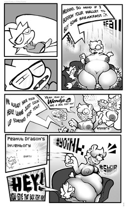 abstract_background anthro big_breasts big_butt big_penis bottomless breasts butt clothed clothing duo feederism female genitals huge_penis juxtaposition makeup male male/female overweight overweight_anthro pantsless penis shortstack sweater sweater_only thick_thighs topwear topwear_only turtleneck vore weight_gain p34nutbunny sugerplump mythology p34nutbunny_(p34nutbunny) sugerplump_(sugerplump) dragon mammal mythological_creature mythological_scalie scalie absurd_res black_and_white comic hi_res monochrome