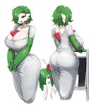 big_breasts breasts clothed clothing duo female green_hair hair not_furry red_eyes solo my700 nintendo pokemon gardevoir generation_3_pokemon humanoid kirlia mammal pokemon_(species) absurd_res hi_res