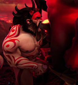 balls beard big_penis bodily_fluids body_tattoo bouncing_balls crouching duo erection face_fucking facial_hair facial_tattoo fake_horns fellatio genitals glowing glowing_body glowing_eyes hair horn human_on_humanoid human_penetrated humanoid_genitalia humanoid_penetrating humanoid_penetrating_human humanoid_penis interspecies irrumatio larger_male long_hair male male/male male_on_human male_on_humanoid male_penetrated male_penetrating male_penetrating_male mars_the_first_son_of_heaven masturbation melee_weapon mohawk multiple_angles muscular muscular_male nude oral pecs penetration penile penile_penetration penis penis_in_mouth polearm sex size_difference solo_focus spear tattoo teeth weapon fimsaek dota valve valve_corporation karroch_the_beastmaster human humanoid mammal 3d_(artwork) 3d_animation animated digital_media_(artwork) hi_res high_framerate loop no_sound short_playtime video