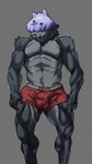 abs anthro arm_tuft athletic balls_outline boxer_briefs boxer_briefs_only boxers_(clothing) bulge clothed clothing detailed_bulge fur genital_outline grey_background grey_body grey_fur male muscular muscular_anthro muscular_male pecs red_boxer_briefs red_clothing red_underwear sheath_outline shirtless simple_background solo standing topless tuft underwear underwear_only ankhwav mythology canid canine canis mammal mythological_canine mythological_creature werecanid werecanine werecreature werewolf wolf 9:16 absurd_res hi_res