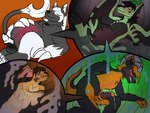 abdominal_bulge ambiguous_gender anthro balls black_hair blade_tail blush bodily_fluids claws cock_vore countershading cum cum_drip cum_transformation cum_vore cutout digestion dragon_wings dripping ejaculation eyes_closed foursome fur genital_fluids genitals green_body green_eyes green_scales group group_sex hair hand_on_belly horn internal long_tail lying male markings masturbation melting moon_pendant multicolored_body multicolored_fur on_back orange_body orange_fur penile penile_spines penis recursive_vore scales sex stomach_acid striped_markings stripes tail teeth torn_ear transformation unbirthing vaginal vore white_hair wings yellow_body yellow_fur sandentwins slightly_damned azurai iratu_elexion moonshade tsavo_(slightly_damned) canid canine earth_demon_(slightly_damned) fire_demon_(slightly_damned) jakkai mammal scalie wind_demon_(slightly_damned) 4:3 hi_res