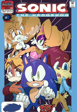 anthro bodily_fluids choker cybernetics female gesture group hand_gesture jewelry looking_at_viewer machine male necklace pointing sweat dedoggyskullz archie_comics sega sonic_the_hedgehog_(archie) sonic_the_hedgehog_(comics) sonic_the_hedgehog_(series) antoine_d'coolette bunnie_rabbot miles_prower sally_acorn sonic_the_hedgehog canid canine chipmunk cyborg eulipotyphlan fox ground_squirrel hedgehog lagomorph leporid mammal rabbit rodent sciurid absurd_res comic cover cover_art cover_page hi_res redraw