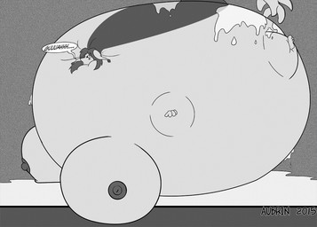 4_fingers anthro belly big_belly big_breasts bloated bodily_fluids breasts cum cum_ballooning cum_inflation cum_inside female fingers genital_fluids grey_background huge_belly huge_breasts hyper hyper_belly hyper_breasts inflation living_condom lying nipples non-mammal_breasts non-mammal_nipples on_front simple_background solo speech_bubble text aubrin aquatic cetacean dolphin fish hybrid mammal oceanic_dolphin orca shark toothed_whale 2015 greyscale monochrome watermark