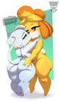 anthro big_breasts big_butt bodily_fluids breasts butt butt_grab dialogue duo female female/female hair hand_on_butt kissing narrowed_eyes nude presenting presenting_hindquarters rear_view saliva short_stack size_difference smaller_female speech_bubble tail thick_thighs white_body wide_hips yellow_body animal_crossing bad_cat nintendo isabelle_(animal_crossing) misket canid canine canis domestic_cat domestic_dog felid feline felis mammal shih_tzu toy_dog turkish_angora hi_res