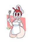 aiyhav_nouneim ant antennae_(anatomy) anthro apron apron_only arthropod biped breasts cleavage clothed clothing crossgender eyelashes female fur gloves hair handwear headgear headwear hi_res hymenopteran insect jollibee jollibee_(mascot) looking_at_viewer mascot mtf_crossgender red_antennae red_body red_eyes red_fur red_hair signature smile smiling_at_viewer solo tan_body tan_skin topwear watermark white_apron white_clothing