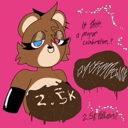 anthro breasts brown_body brown_fur candy chocolate chocolate_on_breasts dessert exposed_breasts female food fur solo yosoybonfie graduation_(album) kanye_west dropout_bear bear mammal 1:1 absurd_res hi_res