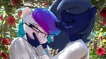 anthro anthrofied blue_hair blush clothing eyewear female female/female glasses gradient_hair hair horn kissing kissing_head purple_hair anthroponiessfm hasbro my_little_pony mythology aurora_starling fan_character midnight_music earth_pony equid equine horse mammal mythological_creature mythological_equine pony unicorn 16:9 3d_(artwork) digital_media_(artwork) hi_res widescreen