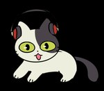 ambiguous_gender black_nose electronics feral green_eyes headphones looking_at_viewer open_mouth paws pupils solo tail tail_motion tailwag whiskers white_body flavia-elric domestic_cat felid feline felis mammal 2022 animated digital_media_(artwork) short_playtime