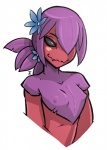 black_eyes black_sclera blush breasts erect_nipples female flower looking_at_viewer nipple_outline nipples not_furry plant simple_background small_breasts solo white_background senatorwong starbound elemental_creature elemental_humanoid flora_fauna floran humanoid plant_humanoid half-length_portrait portrait