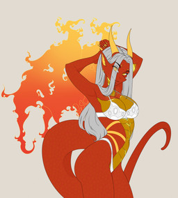amber_eyes anthro bra breasts cleavage clothed clothing elemental_manipulation female fire fire_manipulation fire_warrior flaming_wings hair horn lingerie magic magic_user panties red_body red_scales scales smile solo tail underwear unusual_anatomy unusual_wings wings hotte mythology ignia_(alphaleader) elemental_creature mythological_creature mythological_salamander mythological_scalie scalie hi_res