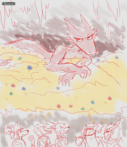 anthro antlers eyebrows female feral fingers hair horn melee_weapon solo sword tail weapon rsbr mythology canid canine deer dragon lizard mammal mythological_creature mythological_scalie reptile scalie absurd_res hi_res
