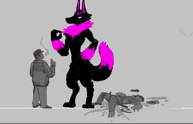 after_sex anthro black_body black_fur bodily_fluids breasts clothed clothing defeated duo female female_on_human fur group human_on_anthro interspecies male male/female nude purple_body purple_fur simple_background smile tail trio conditional_dnp mej fen_(el-k) canid canine canis human mammal wolf digital_media_(artwork) meme sketch