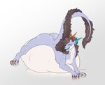 blue_eyes brown_body brown_fur butt claws feral fur horn long_ears long_tail male solo tail vore cmitchell mythology dragon mythological_creature mythological_scalie scalie hi_res