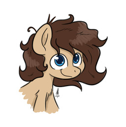 blue_eyes brown_hair feral fluffy fluffy_chest fur glistening glistening_hair hair looking_at_viewer male simple_background smile smiling_at_viewer solo tan_body tan_fur hopefulsparks fan_character sweet_tune_(hopefulsparks) equid equine horse mammal pony absurd_res cel_shading colored colored_line_art headshot_portrait hi_res line_art portrait shaded signature
