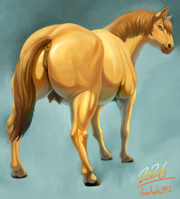animal_genitalia animal_vulva anus butt equine_anus equine_genitalia equine_vulva female feral genitals green_background hooves quadruped simple_background solo unguligrade vulva kouhaku773 equid equine horse mammal hi_res shaded