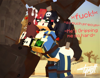 duo female feral male male/female not_furry thick_thighs wide_hips unknown_artist fallout microsoft minecraft mojang xbox_game_studios ellie_walls deathclaw human mammal scalie hi_res