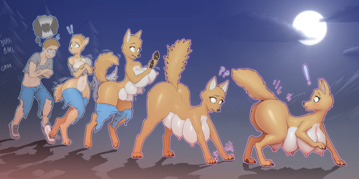 6_breasts barking big_breasts big_butt bite_mark bite_mark_on_arm blue_eyes breast_growth breasts brown_body brown_fur brown_hair busty_feral butt butt_expansion clothing cloud expansion female feral full_moon fur gender_transformation growling growth hair human_to_feral looking_back male moon mtf_transformation multi_breast multi_breast_growth night nipples open_mouth outside pawpads plant solo species_transformation surprised tail tail_growth text torn_clothing transformation transformation_sequence tree bendzz mythology canid canine human mammal mythological_canine mythological_creature werecanid werecanine werecreature werewolf 2025 absurd_res digital_media_(artwork) english_text hi_res sequence