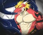 2013 abs anthro bdsm belt biceps black_body blonde_hair blush bondage bound clothing delga dragon green_eyes hair hands_behind_back horn kuromaru male muscles open_mouth pants pecs plain_background red_body ryuukikeito saliva scalie sweat tattoo teeth tentacles toned tongue topless video_games white_body
Rating: Explicit
Score: 4
User: abcxyz123
Date: February 03, 2014