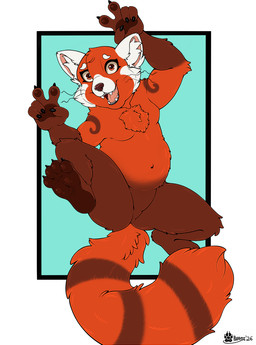 anthro claws fangs featureless_crotch female fur gesture hand_gesture inner_ear_fluff looking_at_viewer markings navel nervous nervous_smile nude open_mouth ring_(marking) ringed_tail smile smiling_at_viewer solo spread_legs spreading striped_markings striped_tail stripes tail tail_markings teeth tuft v_sign whiskers wide_eyed marcushunter disney pixar turning_red meilin_lee_(turning_red) ailurid mammal red_panda 2026 signature