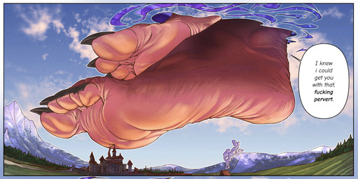 5_toes anthro city cityscape claws dialogue extreme_size_difference feet female foot_fetish foot_focus foot_play macro profanity size_difference soles solo speech_bubble text toe_claws toes wrinkled_feet wrinkles 6o6furrart english_text hi_res