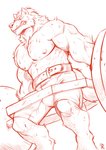 abs anthro male muscular muscular_anthro muscular_male nipples pecs solo badcoyote canid canine canis mammal wolf hi_res