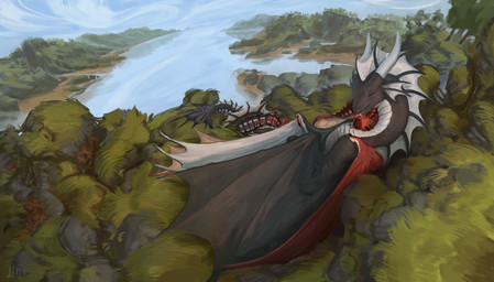 ambiguous_gender black_membrane cuddling digitigrade dipstick_nose duo feral grass horn licking lying membrane_(anatomy) membranous_wings on_back plant red_body red_scales scales tail tongue ventral_scales white_body white_horn white_scales wings lin_fluffydragon european_mythology mythology khyaber_(character) morghus dragon mythological_creature mythological_scalie scalie western_dragon wyvern hi_res