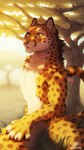 ambiguous_gender anthro claws day detailed_background flat_chested fur markings orange_body orange_eyes orange_fur outside sky solo spots spotted_body spotted_fur white_body white_fur neotheta kesh_(pojodan) cheetah felid feline mammal 9:16 hi_res