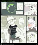 2019 absurd_res anthro beez chair comic dialogue english_text furniture green_eyes hi_res male mammal nick_(beez) profanity roy_(beez) sitting text url