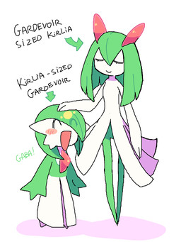duo eyes_closed featureless_feet feet female headpat height_swap humanoid_pointy_ears open_mouth open_smile pointy_ears simple_background size_difference smile tall white_background melfunnysmell nintendo pokemon gaba_(melfunnysmell) gardevoir generation_3_pokemon humanoid kirlia pokemon_(species) hi_res