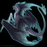 1:1 alpha_channel ambiguous_gender deity dragon feral fin flight_rising glowing glowing_eyes membrane_(anatomy) membranous_wings mythological_creature mythological_scalie mythology neondragon scalie solo stormcatcher stripes tail text url wings