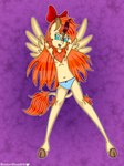 accessory anthro blue_eyes bow_ribbon clothing female flat_chested freckled_face freckles hair hair_accessory hair_bow hair_ribbon hands_behind_head horn loli long_hair long_tail looking_at_viewer nipples open_mouth orange_hair panties pose red_hair ribbons solo spread_legs spread_wings spreading tail underwear wings young young_female blossomblaze hasbro my_little_pony mythology fan_character dragon kirin mammal mythological_creature mythological_scalie scalie absurd_res hi_res