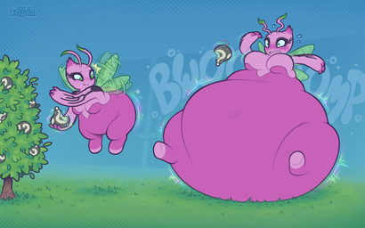 antennae_(anatomy) anthro before_and_after big_breasts blush bottom_heavy breast_expansion breasts butt butt_expansion enigma_berry expansion featureless_breasts featureless_crotch female flying food fruit grass hyper_pear immobile looking_back membrane_(anatomy) monobutt outside pink_body plant pokemon_berry solo surprised text tree weight_gain wide_hips keffotin nintendo pokemon cylla_(fluxgoodra) celebi generation_2_pokemon legendary_pokemon pokemon_(species) 16:10 2025 digital_media_(artwork) english_text hi_res widescreen