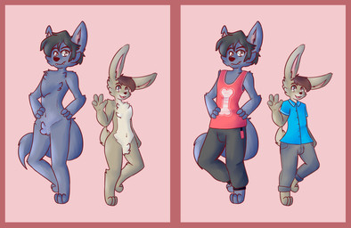 anthro bottomwear clothing duo male male/male nude pants shirt topwear akipchu soyuzmultfilm well_just_you_wait! volk_(wjyw) zayats_(wjyw) canid canine canis hare lagomorph leporid mammal wolf hi_res