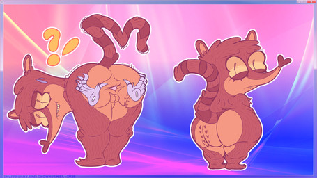 anthro anus big_butt bisexual_lighting butt butt_scar disembodied_hand duo huge_butt male scar shocked spread_butt spreading snuffbunny.exe cartoon_network microsoft microsoft_windows regular_show windows_7 rigby_(regular_show) mammal procyonid raccoon 16:9 absurd_res hi_res widescreen